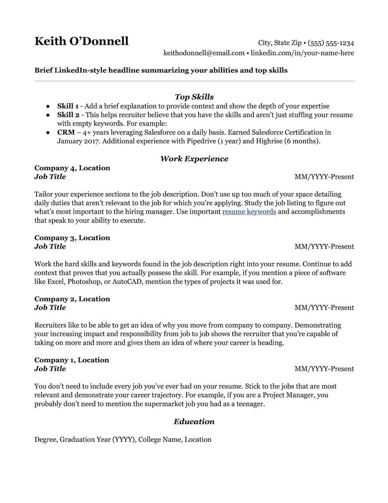 good resume templates word