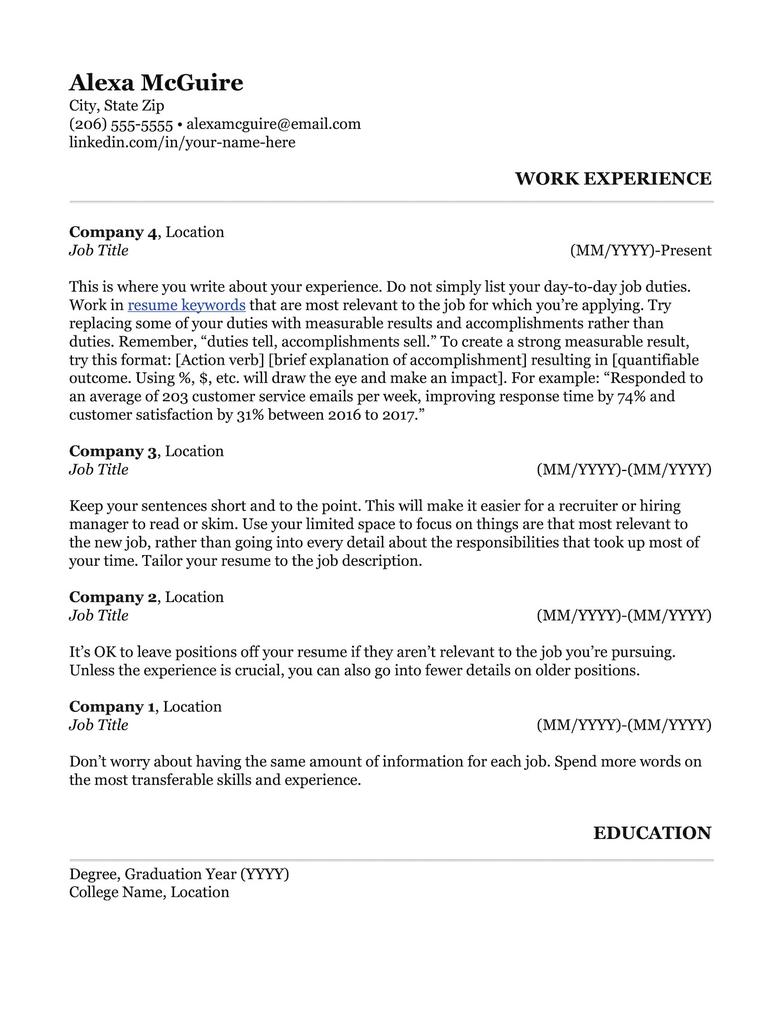 The 22 Best Free Resume Templates  The Muse Within Combination Resume Template Word
