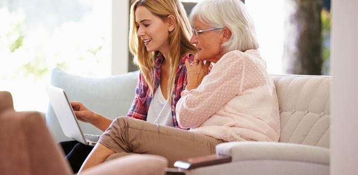 family talking on computer