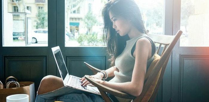 woman on computer