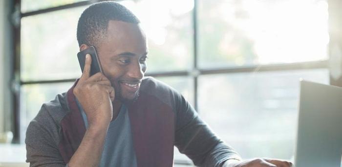 man talking on phone