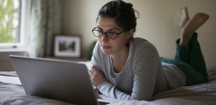 person checking email