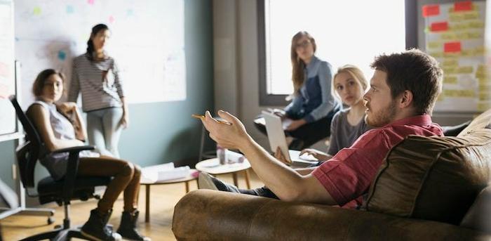 person talking in meeting