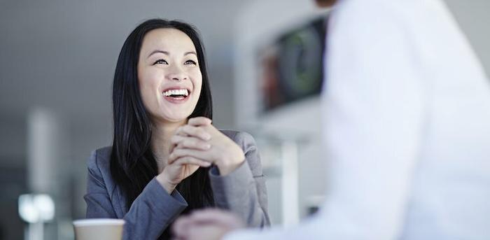 woman smiling at work