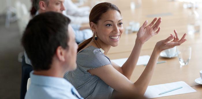 person in meeting