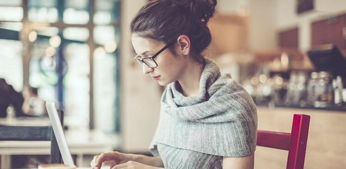 woman working diligently