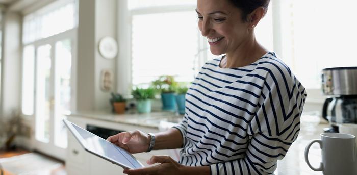 person using tablet