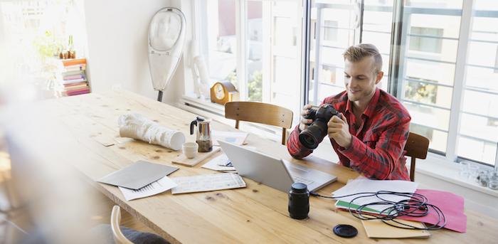 photographer at table