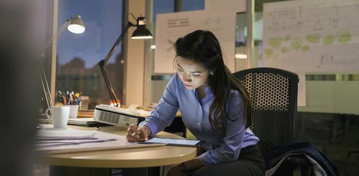 person working at night