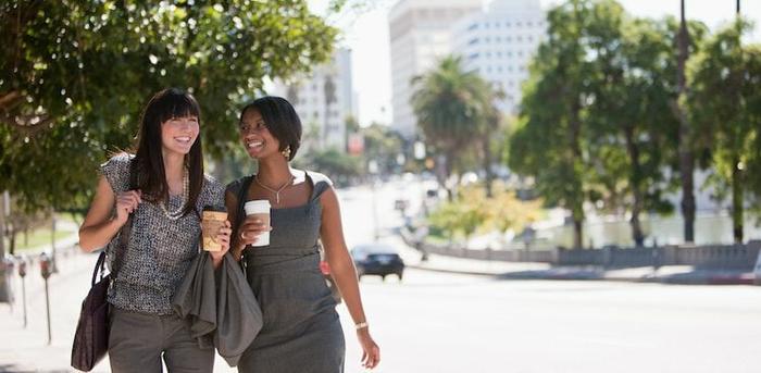 women walking outside