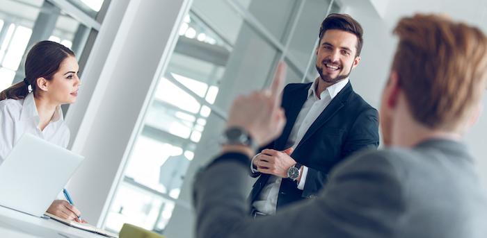 person in meeting