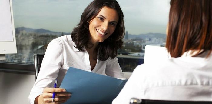 woman interviewing