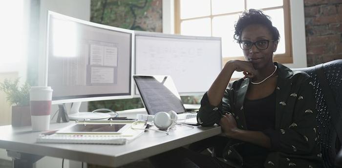 person sitting at desk