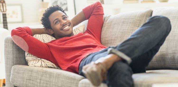 person relaxed at home