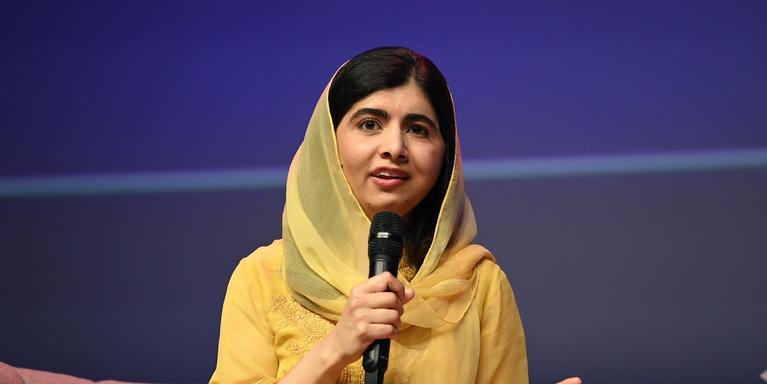 Malala Yousafzai onstage during the Malala Yousafzai - Activist Generation - Partnering for Change with Gen Z session at the Lumiere Theatre on June 23, 2022 in Cannes, France.