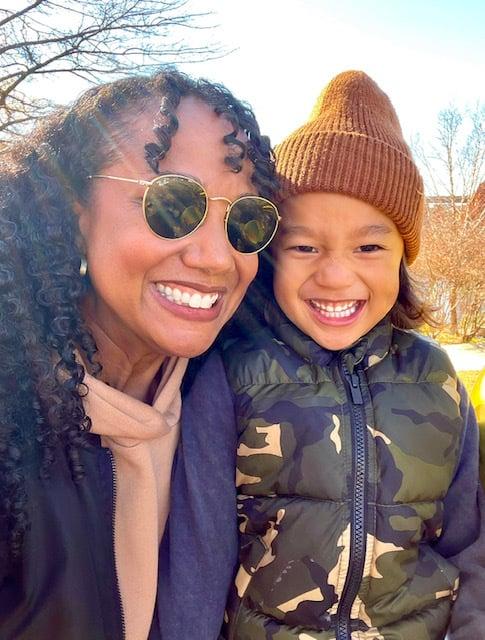 Allison Irby Vu takes a selfie with her son