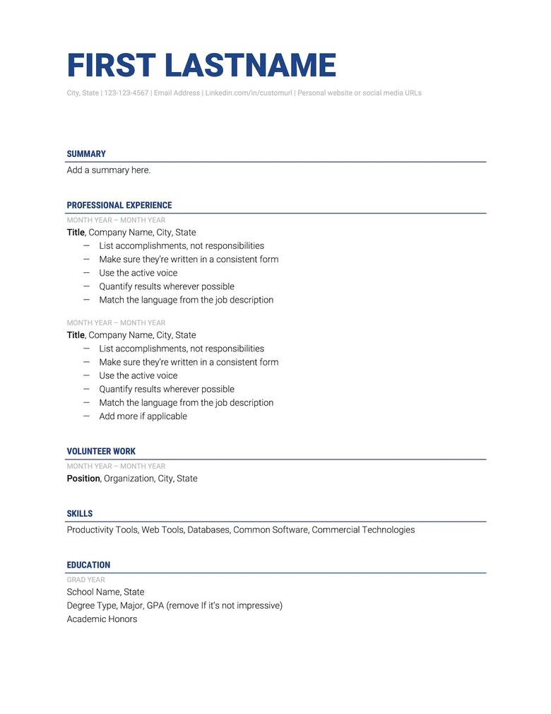 Basic and Simple Resume Templates