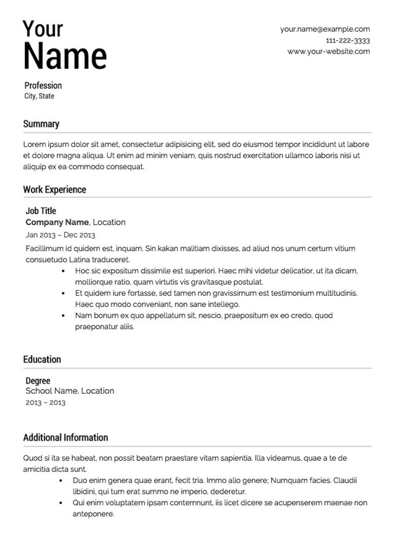 best resume template 2022 free