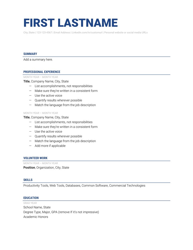 The Free Resume Template to Help You Get a Job  The Muse