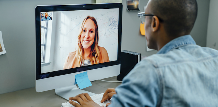 person on a video conference on their computer