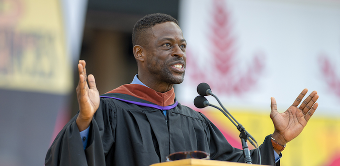 Sterling K. Brown delivering his commencement speech at Stanford University on June 17, 2018
