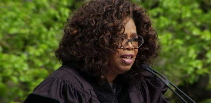 Oprah Winfrey delivering a commencement speech at Colorado College on May 19, 2019
