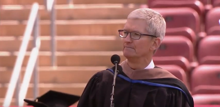 Tim Cook speaking to the class of 2019 at Stanford University