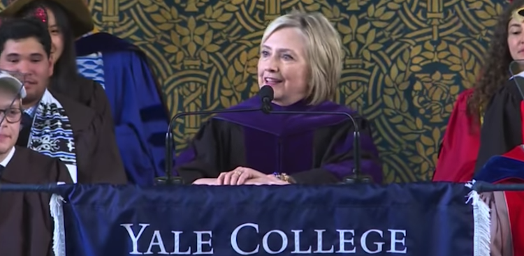 Hillary Clinton speaking to Yale's class of 2018