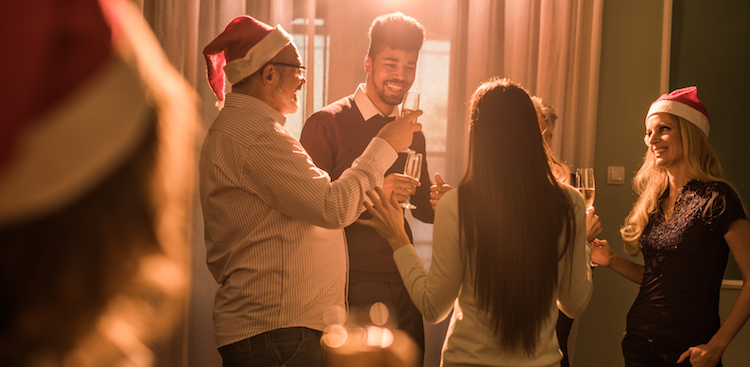 people celebrating at a holiday party