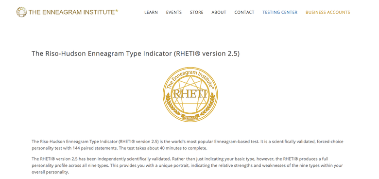 screenshot from enneagram institute dot com