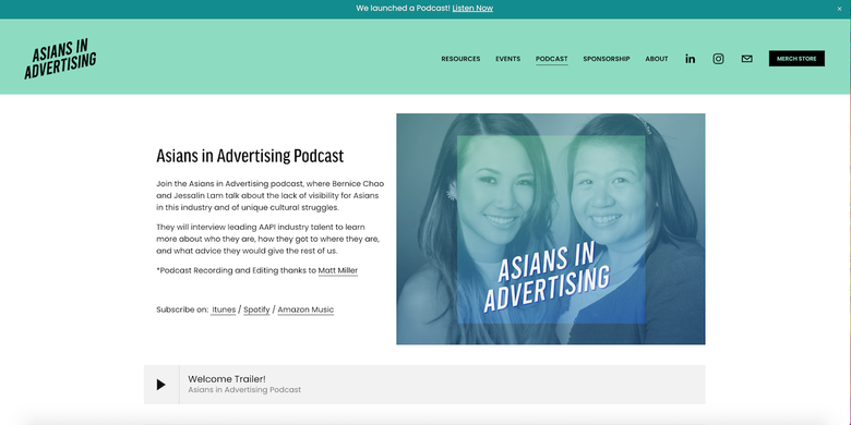 screenshot of Asians in Advertising's website