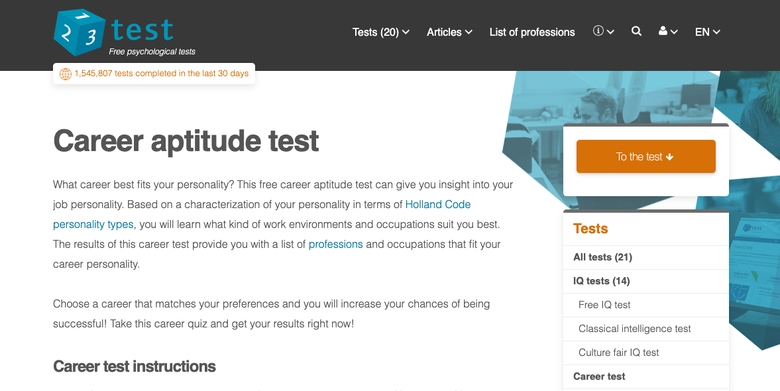 screenshot of 123Test.com