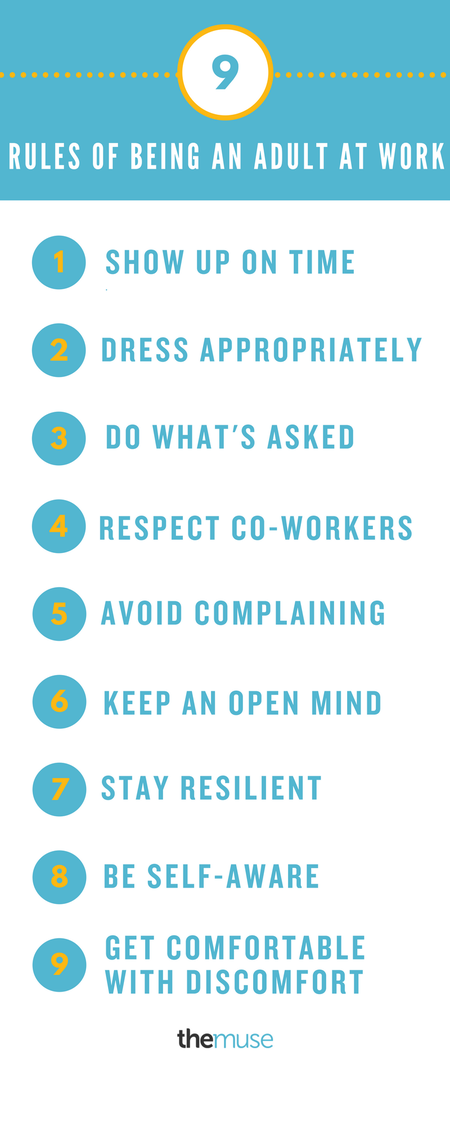 rules of being an adult at work infographic