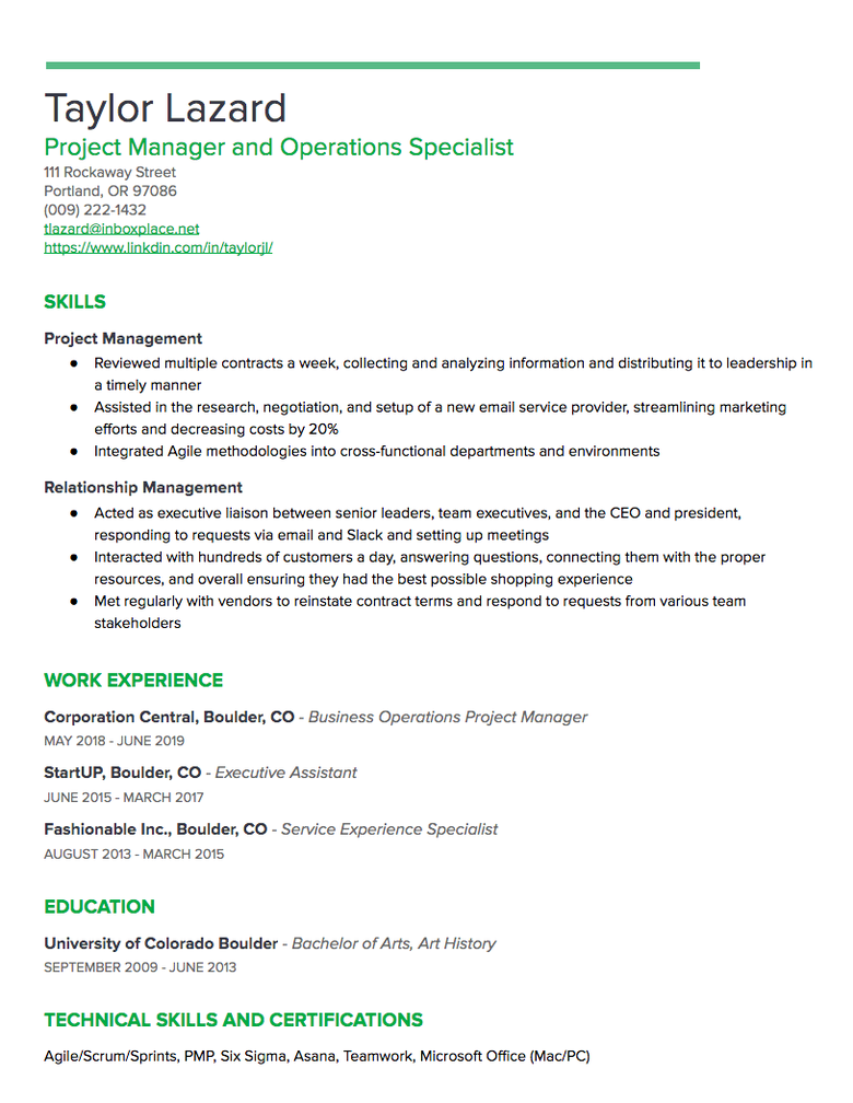 to write resume for job