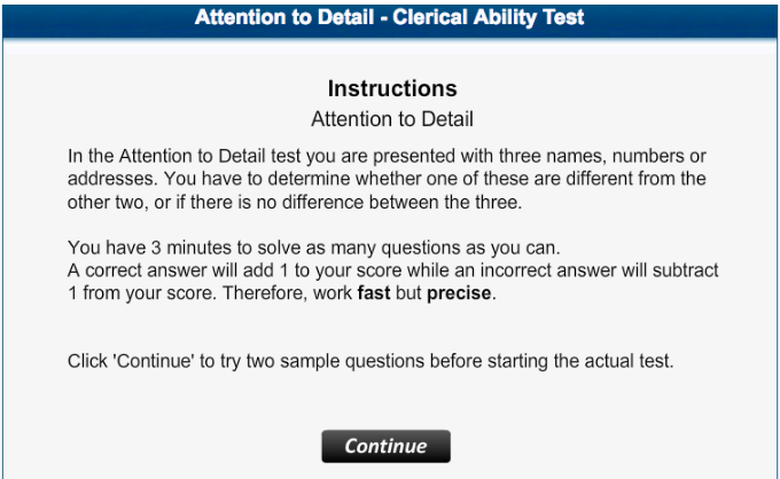 attention to detail test free download